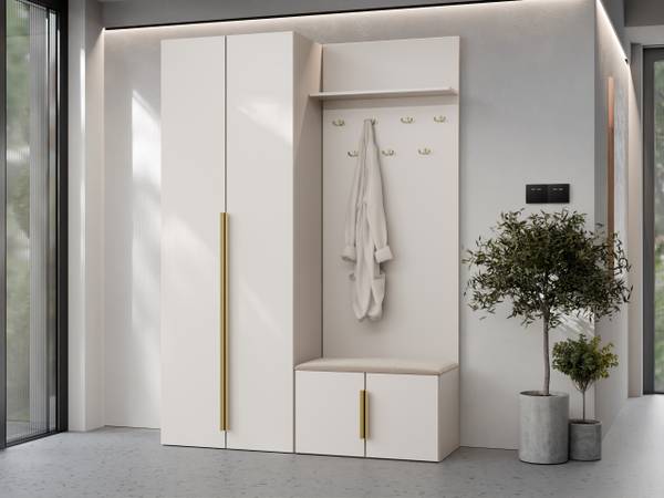 Garderobe-Set Kerkin Beige - Holzwerkstoff - 140 x 202 x 42 cm