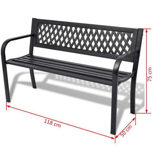 Gartenbank 42169 Schwarz - Stahl - 50 x 75 x 118 cm