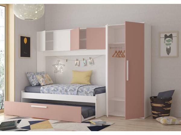 Bettrahmen LUMOKA Pink - Holz teilmassiv - 96 x 203 x 298 cm