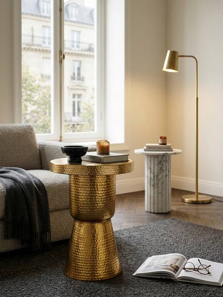 Beistelltisch ENNS Gold - Aluminium - 43 x 59 x 43 cm