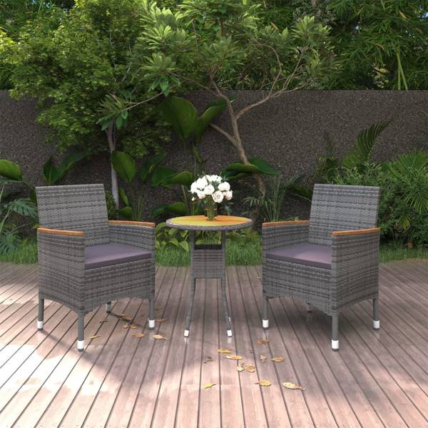 Garten Essgruppe 3014766 (3-teilig) Grau - Polyester - Akazie - Stahl - 60 x 75 x 60 cm