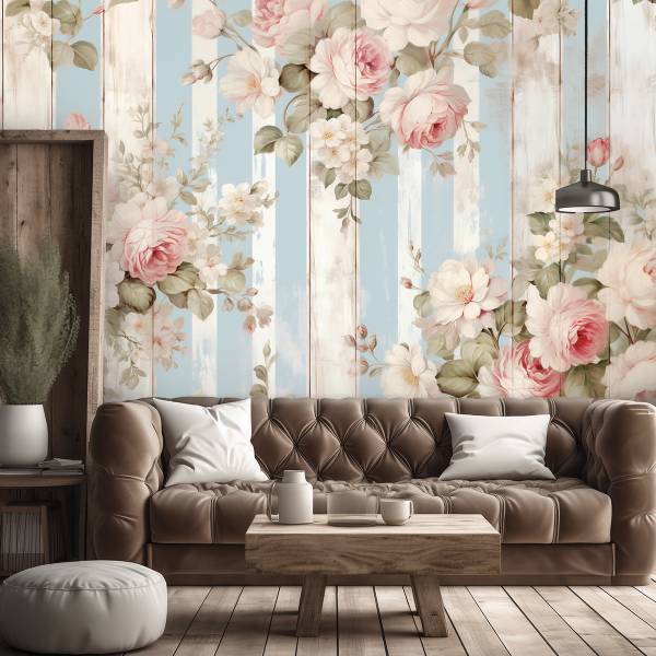Fototapete Shabby Chic Blumen 350 x 245 cm