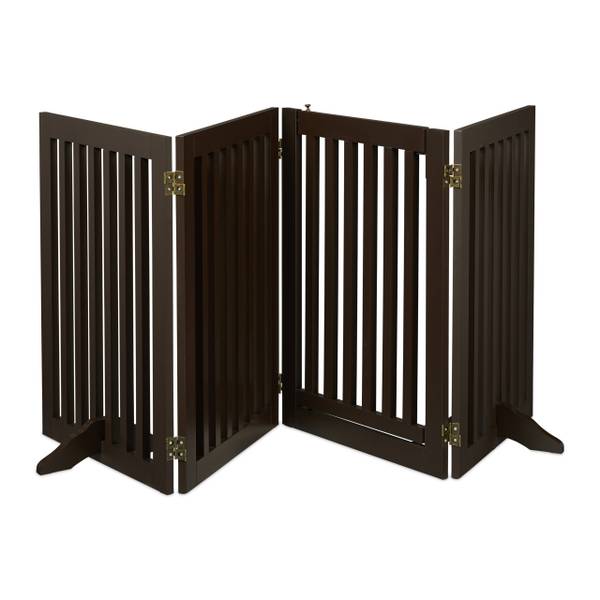 Braunes Absperrgitter mit Tür 4-teilig Braun - Holzwerkstoff - 207 x 70 x 30 cm