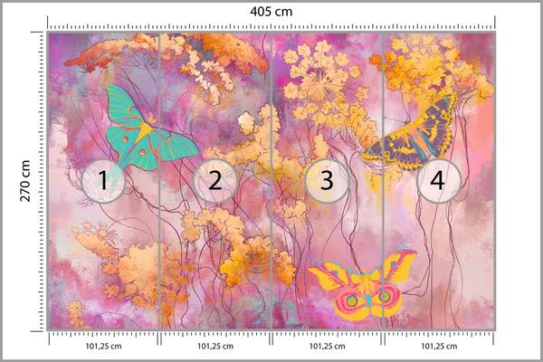 Vlies-Fotobehang ABSTRACTIE Vlinders 405 x 270 x 270 cm
