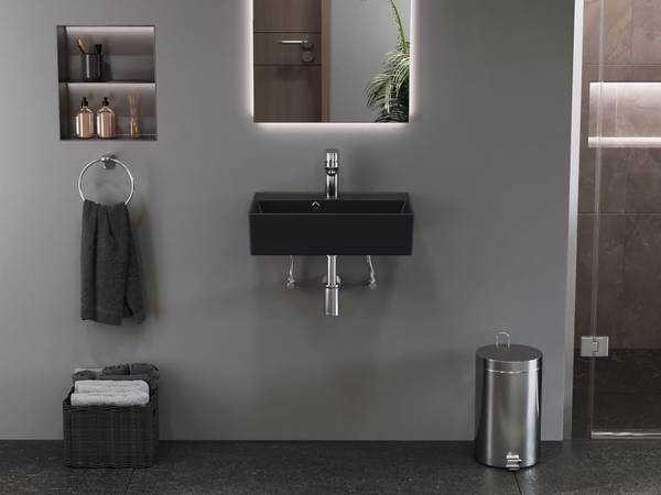 Waschbecken Plan Schwarz - Keramik - 50 x 13 x 38 cm