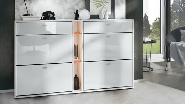 Today Schuhschrank RGB LED Hochglanz Weiß - Weiß
