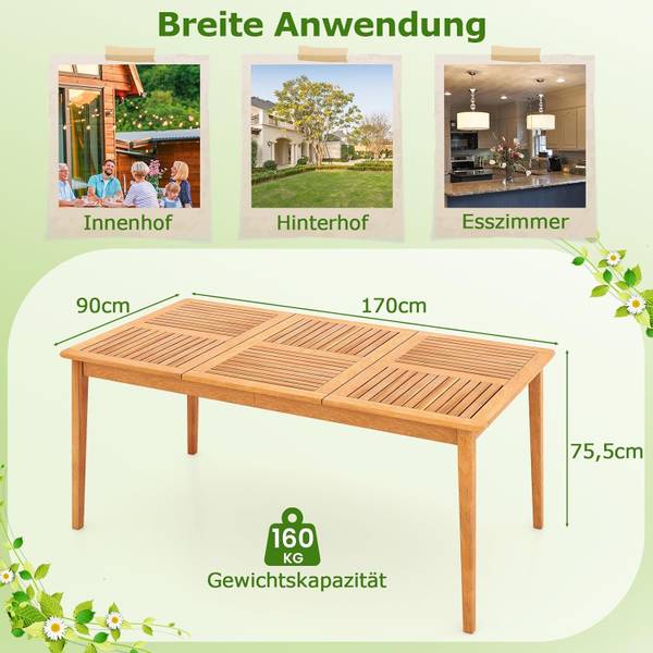 Gartentisch TI94191DE 90 x 76 x 170 cm