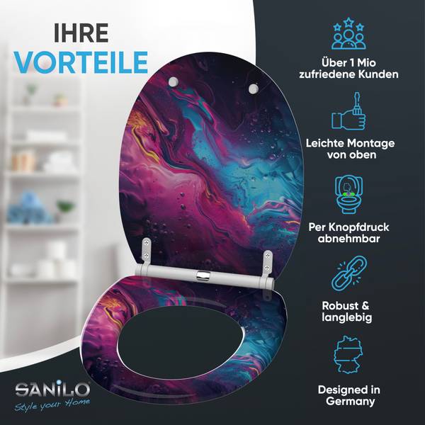 WC Sitz mit Absenkautomatik Lumen Violett - Holzwerkstoff - 38 x 6 x 48 cm