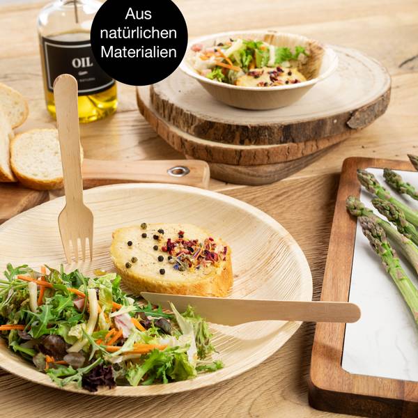 Palmblatt Geschirr Set (75-teilig) Holzwerkstoff - 21 x 12 x 21 cm