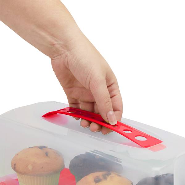 Eckige Kuchenbox Rot - Kunststoff - 37 x 15 x 16 cm