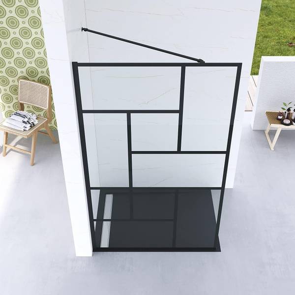 Duschabtrennung Duschwand Glas Schwarz - Glas - 100 x 200 x 0 cm