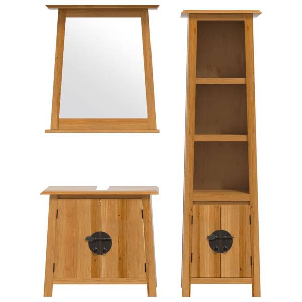 Meubles de salle bain 3223462 lot de 3 Marron - Pin - 70 x 63 x 32 cm