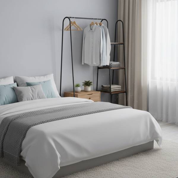 Kleiderständer mit 5 Ablagen Schwarz - Braun - Eisen - 100 x 160 x 40 cm