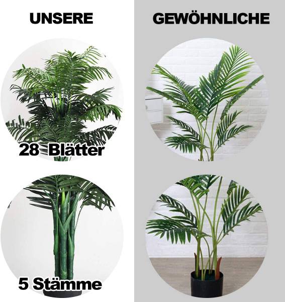 Zimmerpalme Palme Kunstpflanze Grün - Kunststoff - 16 x 110 x 16 cm
