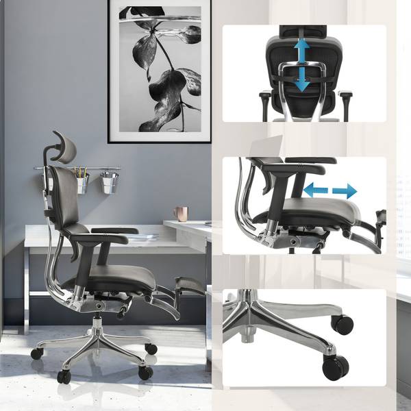 Siège de direction ERGOHUMAN PLUS LEGPRO Noir - Tissé à plat - 76 x 138 x 64 cm