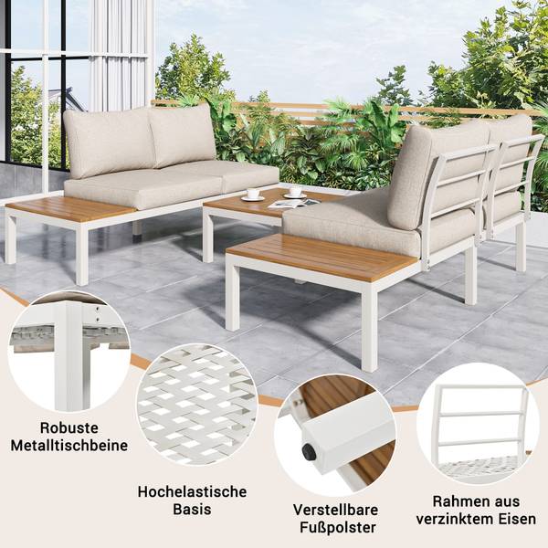 Gartensitzgruppen FluxIque 3er-Set Beige - Metall