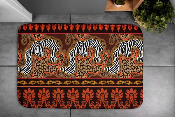 Badteppich Afrika Tiere Abstraktion 75 x 45 x 75 cm