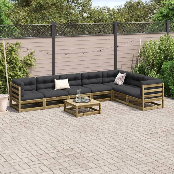 Garten-Lounge-Set 3042326-1 (8-teilig) Braun - Kiefer - 70 x 30 x 70 cm