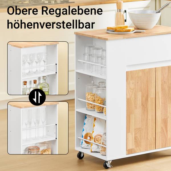 Küchenwagen FKW132-WN Braun - Weiß - Holzwerkstoff - 40 x 90 x 70 cm