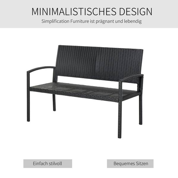 Gartenbank 867-022 Schwarz - Polyrattan - 60 x 85 x 122 cm