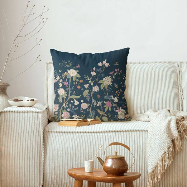 Dekokissen Blumen Chinoiserie 50 x 50 x 10 cm