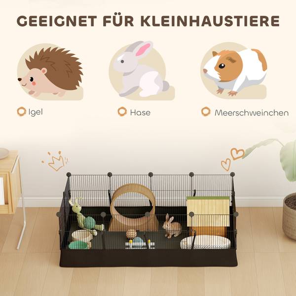 Kleintierkäfig D51-545V00BK Schwarz - Metall - 60 x 40 x 120 cm