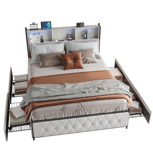 Doppelbett mit Stauraum-Kopfteil HDNB Liegefläche Breite: 140 cm