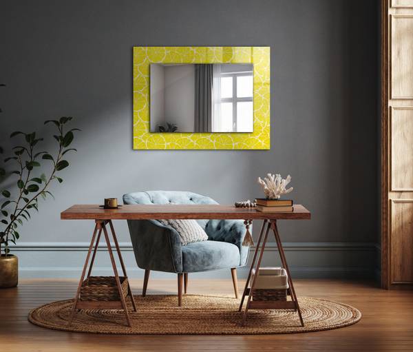 Wandspiegel Nahtloses Zitronenscheiben Höhe: 80 cm