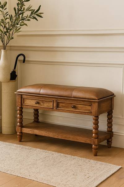 Bank Spindle bruin - mango - 90 x 55 x 35 cm