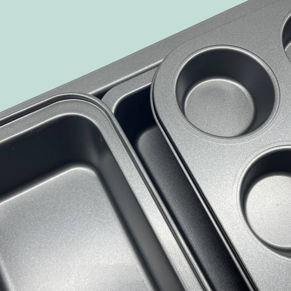 4-teiliges Backformen Set Grau - Stahl - 42 x 6 x 29 cm