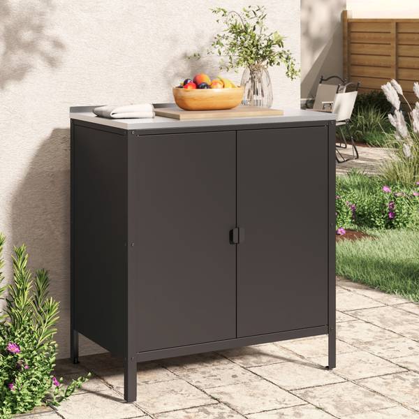 Outdoor Schrank Bolognano Schwarz - Edelstahl - Stahl - 80 x 92 x 50 cm