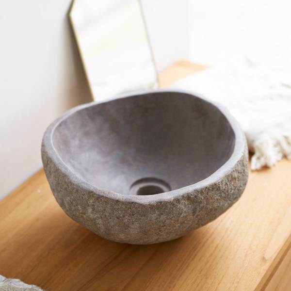 Waschbecken Nobu Grau - Steingut - 34 x 15 x 28 cm