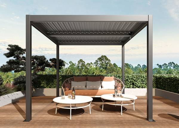 Pergola L46 Grau - Aluminium - Stahl - 300 x 220 x 300 cm