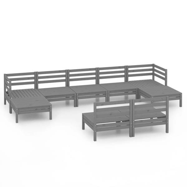 Garten-Lounge-Set 3010620 (9-teilig) Grau - Kiefer - 64 x 29 x 64 cm