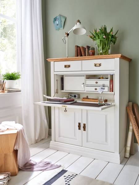 Sekretär Büroschrank Novara 111 x 133 cm - Geölt - Lackiert