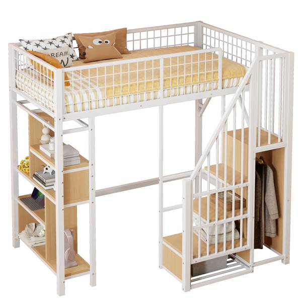 Hochbett K-1067 Weiß - Metall - 143 x 170 x 204 cm