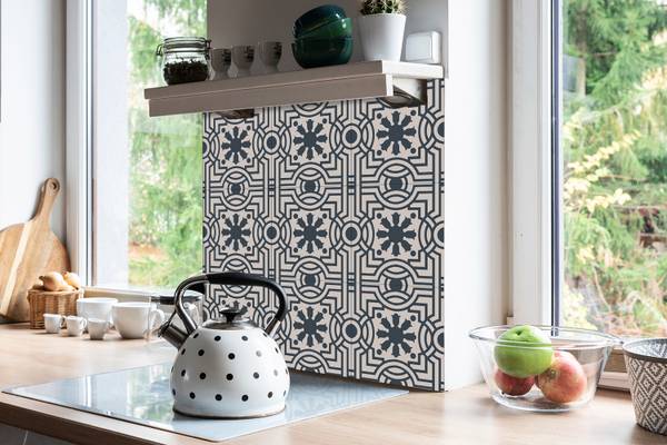 Zelfklevende Tegels Qamar set van 9 grijs - polyester-PVC - 30 x 30 x 0 cm