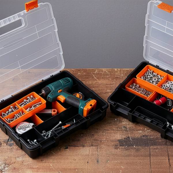 Sorteerbox set van 4 zwart - oranje - polypropeen - 29 x 18 x 22 cm