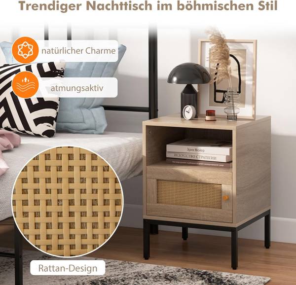 Nachttisch TG32842AM-3DE Braun - Holzwerkstoff - 40 x 57 x 40 cm