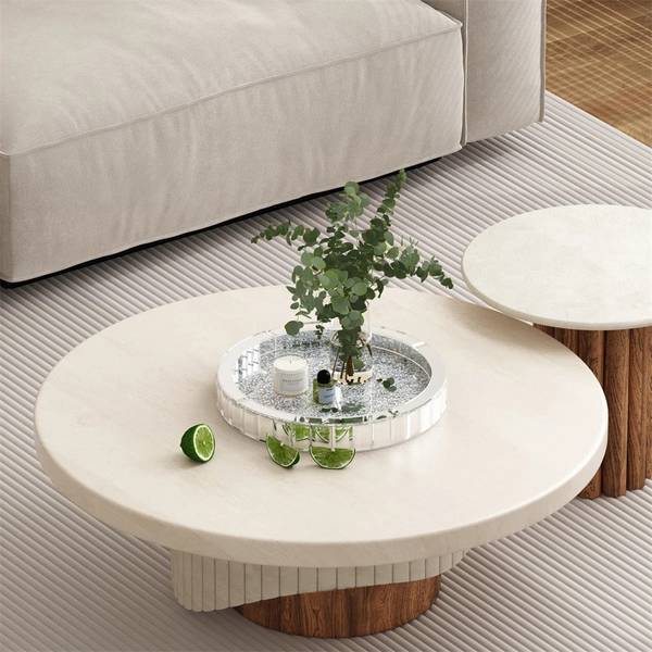 Plateau JJ-ZZ1868 Argenté - Bois manufacturé - Verre - 30 x 5 x 30 cm