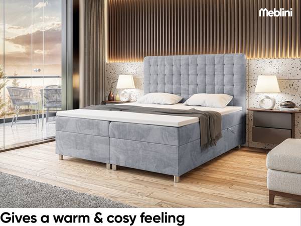 Boxspringbett Aston Hellgrau - H4 - Liegefläche Breite: 160 cm