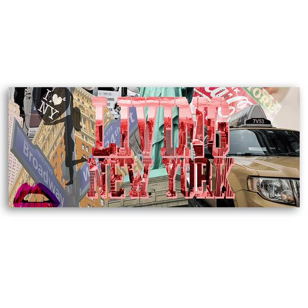 Tableau déco inscription living new york 150 x 50 cm
