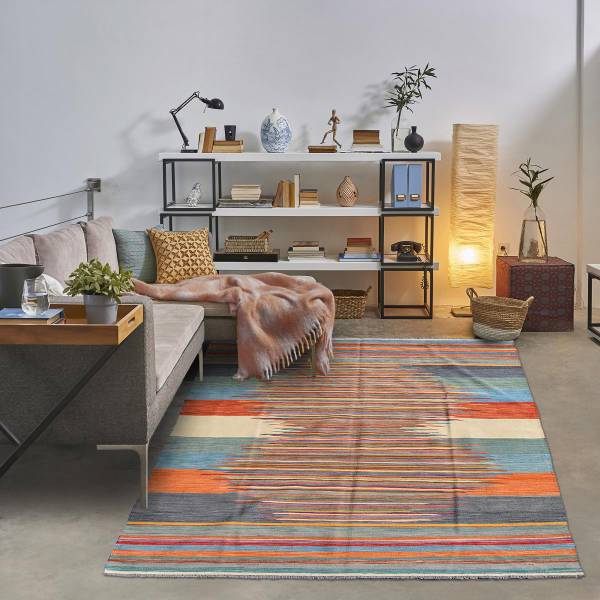 Tapis kilim PESHAWAR E Fourrure véritable - 203 x 1 x 295 cm