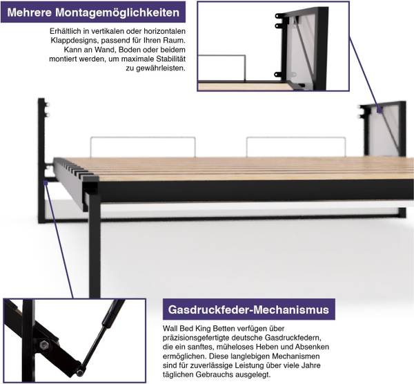 Wandbett Murphy Studio Horizontal 201 x 135 x 151 cm