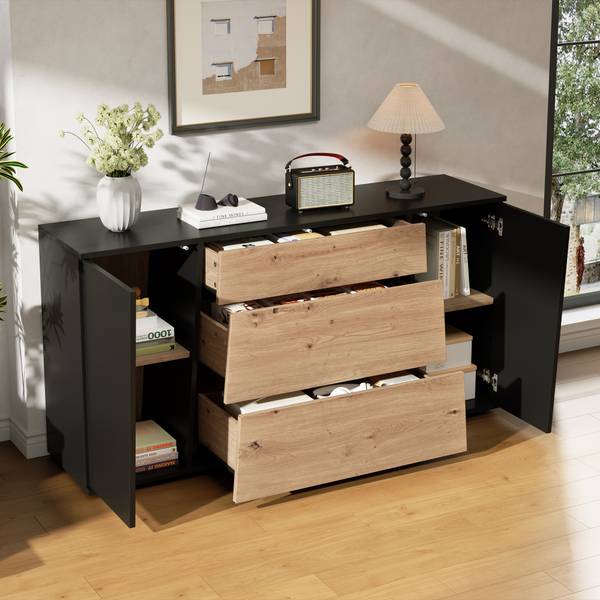 Sideboard Philotes Ⅵ Schwarz - Braun - Holzwerkstoff - 140 x 70 x 35 cm