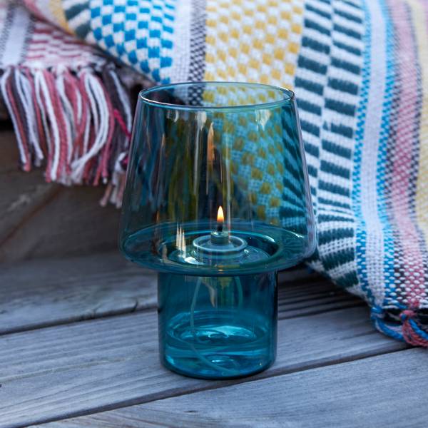 Windlicht Viva Blau - Glas - 11 x 17 x 11 cm