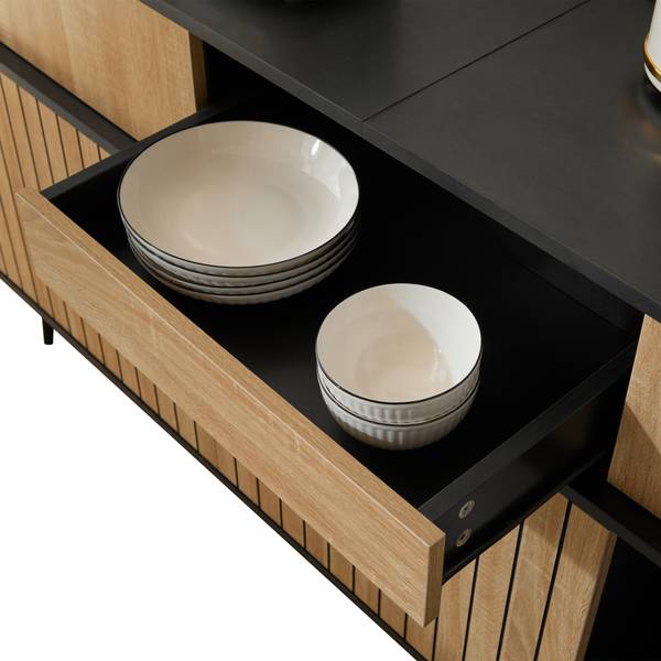 Sideboard EveNatur Ⅲ Schwarz - Stahl - 160 x 80 x 40 cm