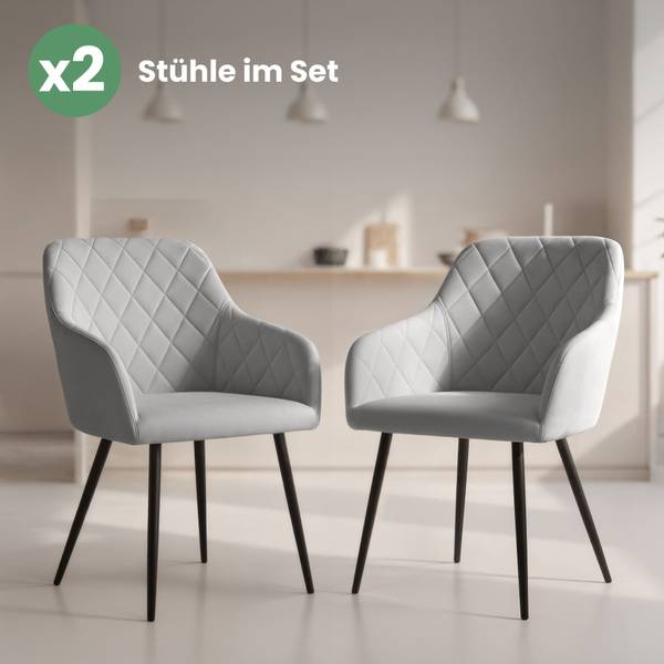 Esszimmerstuhl VELTO 2er-Set Grau