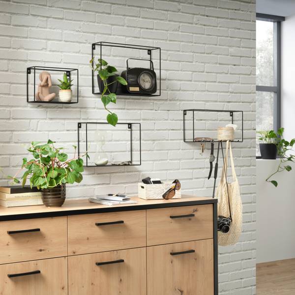 Wandboard MILA 2 Schwarz - Metall - 40 x 13 x 20 cm
