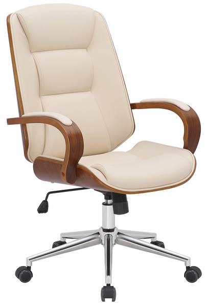 Chaise de bureau Yankton Crème - Imitation noyer